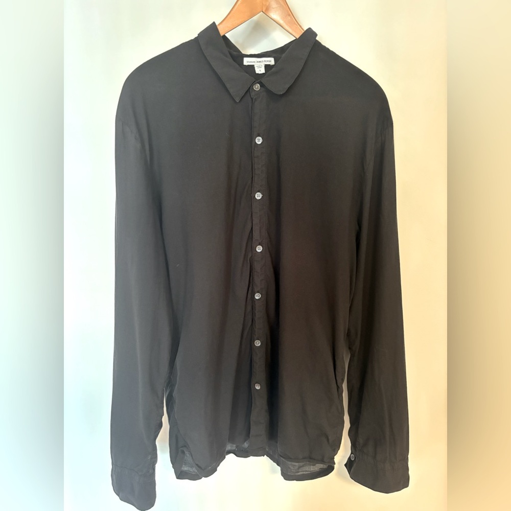 James Perse Garment-Dyed Black Men's Shirt